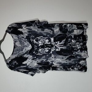 Y2K Babydoll Women Short Sleeve Shirt Top Size 3X Black Rayon Whimsigoth Stretch